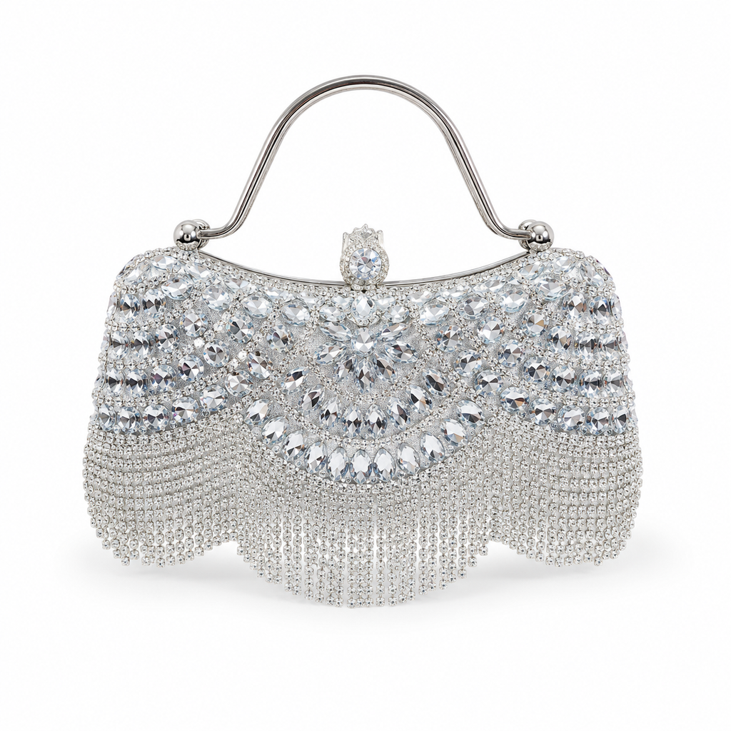 Crystal Cascade Fringe Clutch