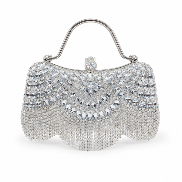 Crystal Cascade Fringe Clutch