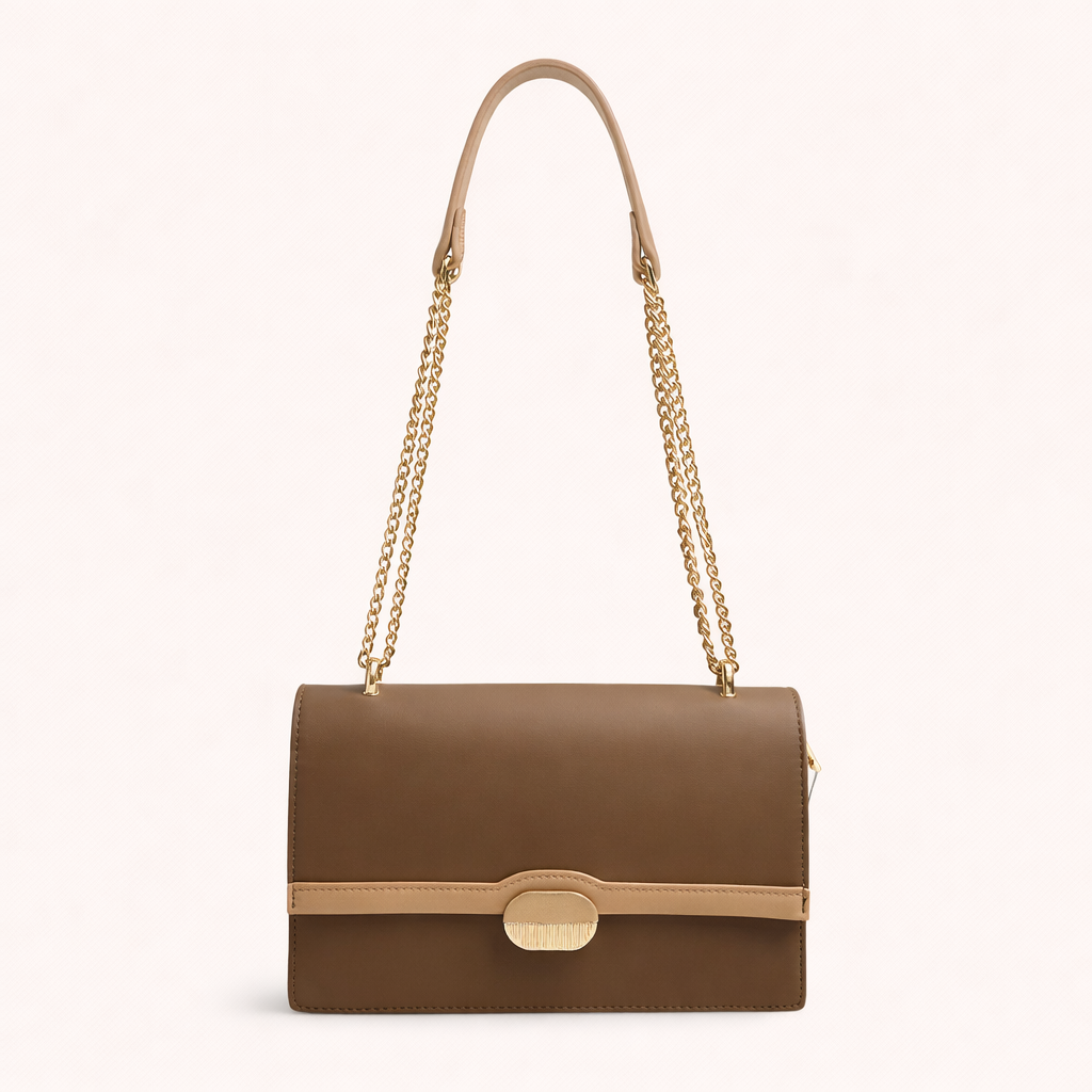 Chrisbella Luxe Chain Shoulder Bag Set (2-in-1) – COFFE BROWN