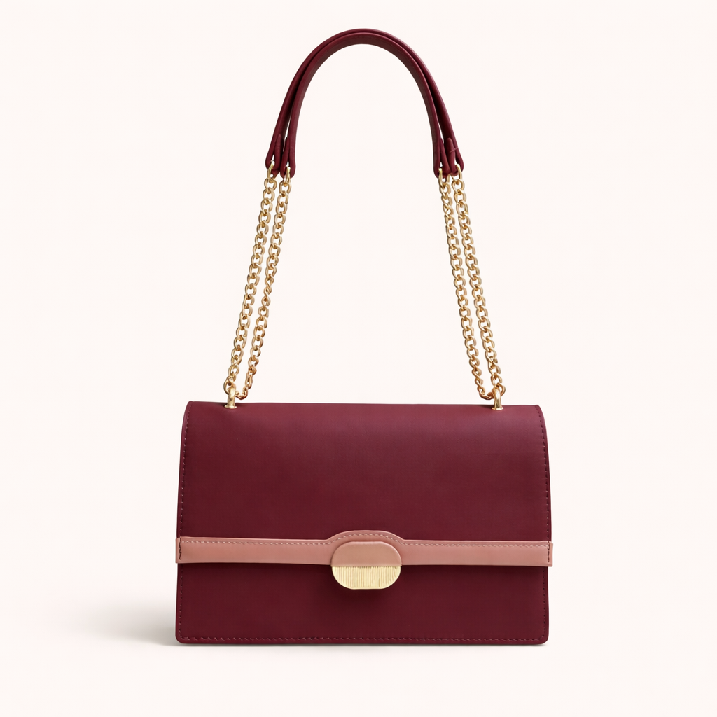 Chrisbella Luxe Chain Shoulder Bag Set (2-in-1) – RED WINE