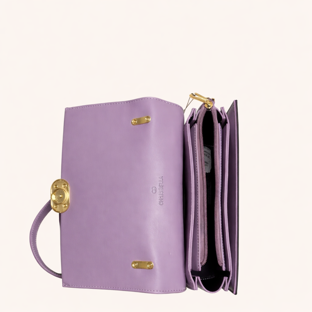 Chrisbella Luxe Chain Shoulder Bag Set (2-in-1) – PURPLE