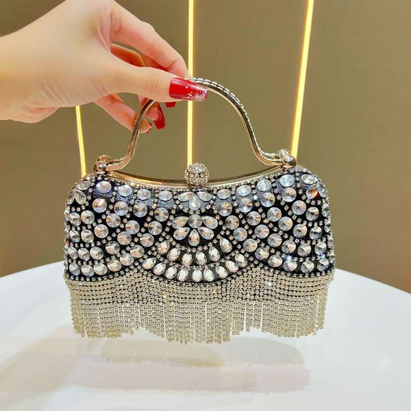 Crystal Cascade Fringe Clutch