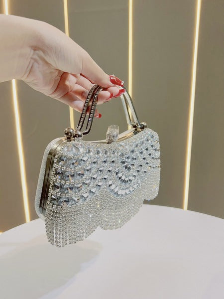 Crystal Cascade Fringe Clutch